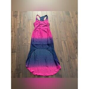Volcom Vibrant Pink Purple & Blue Ombré Racerback High Low Maxi Dress S